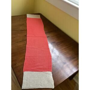 GAP Fire Coral Color Block Chunky Knit Scarf Wool Acrylic Orange & Beige NWT